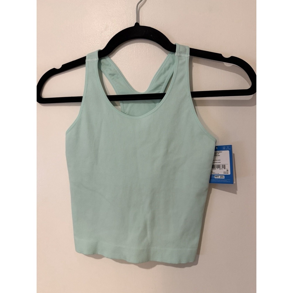 NWT DSG Girls Large Momentum Shelf Bra Tank‎ Built In Bra Aqua Ribbed Waterscape